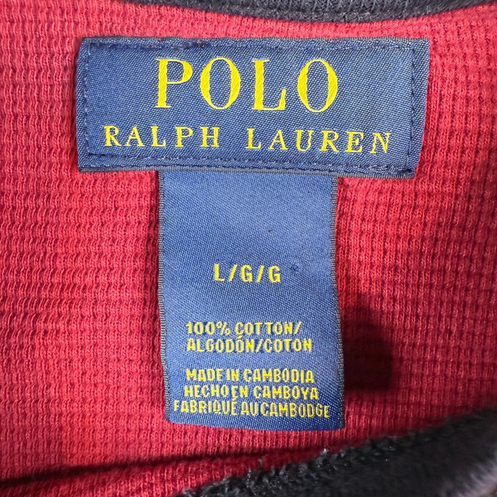 Polo Ralph‎ Lauren Mens Long Sleeve Thermal Plaid Crewneck Shirt Size L G - Picture 3 of 6